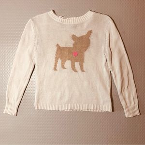 Old navy sweater long sleeve knit crew neck cream color dog heart design child 8